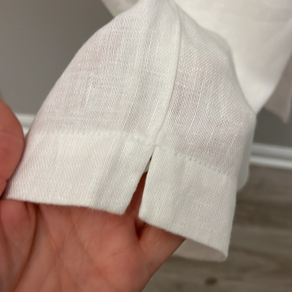 Eileen Fisher Wide Leg Pants Organic Linen Cropped White Size 12 - Picture 5 of 12